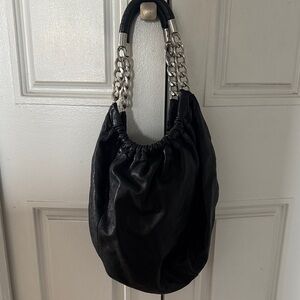Michael Kors Black Shoulder Bag with Silver Chain Handles